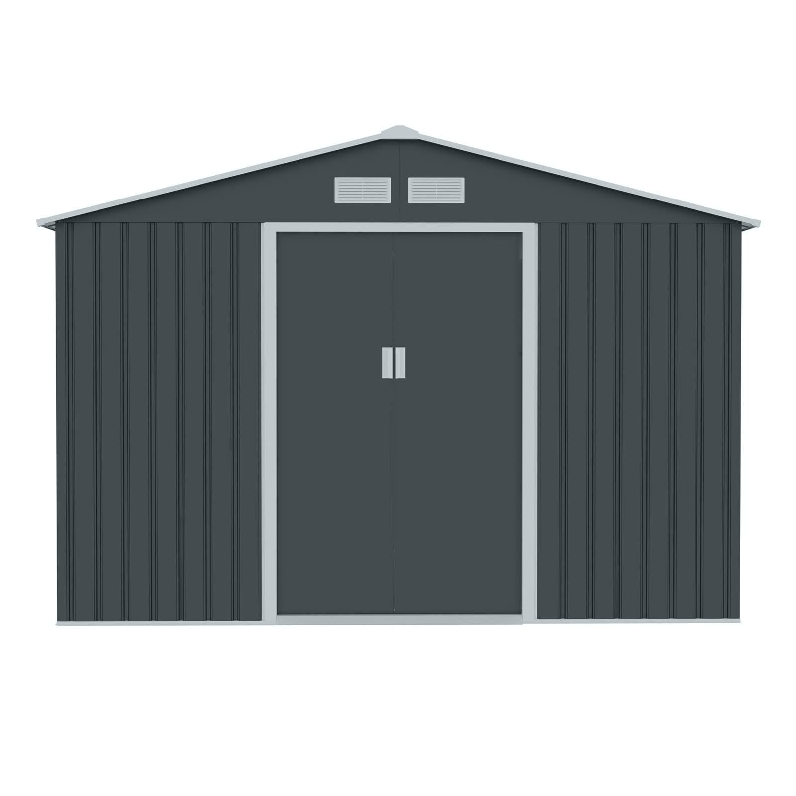 HATTORO S200 XXL Metall Gerätehaus 277x191x192cm Geräteschuppen Garten Schuppen Gartenhaus Satteldach (Anthrazit)