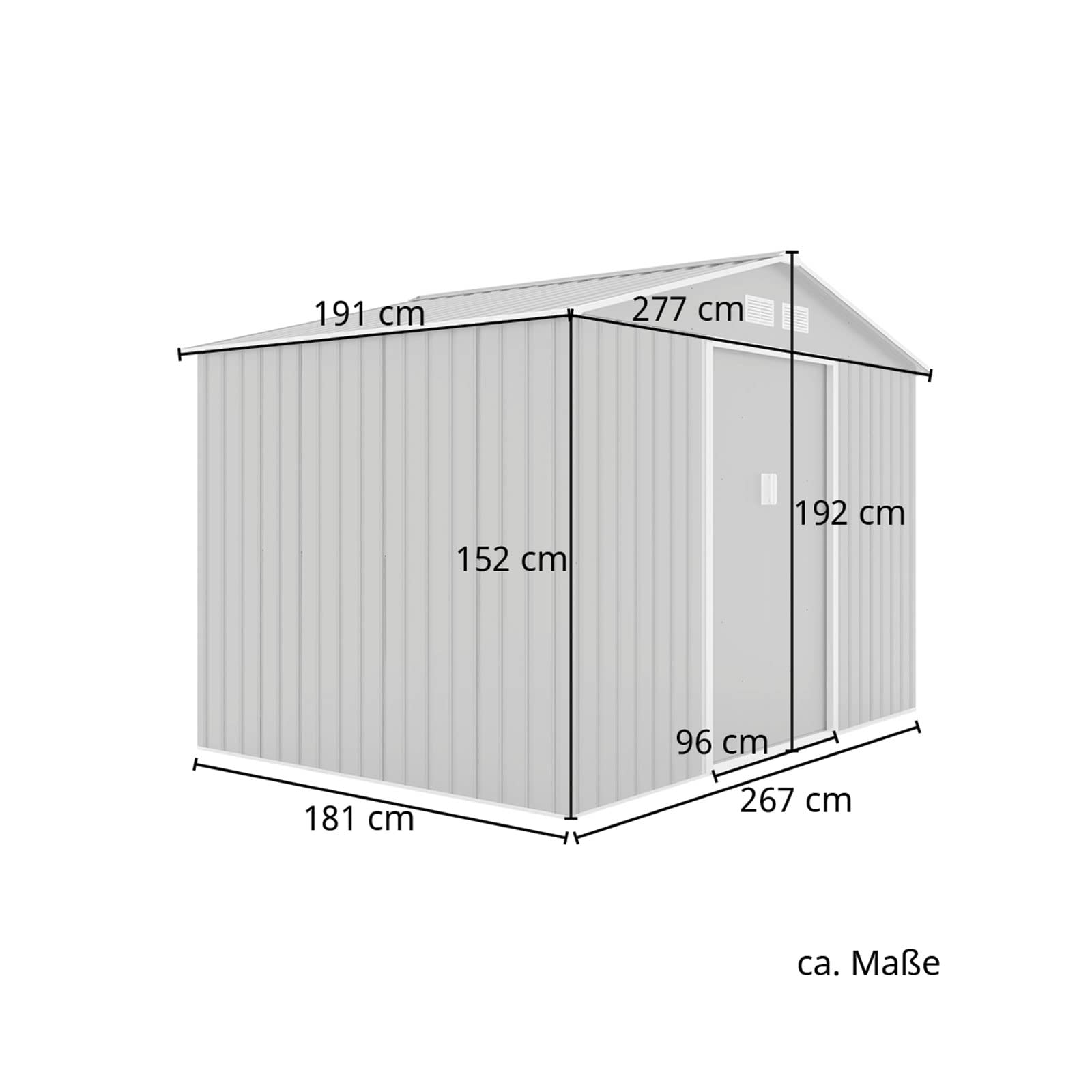 HATTORO S200 XXL Metall Gerätehaus 277x191x192cm Geräteschuppen Garten Schuppen Gartenhaus Satteldach (Anthrazit)