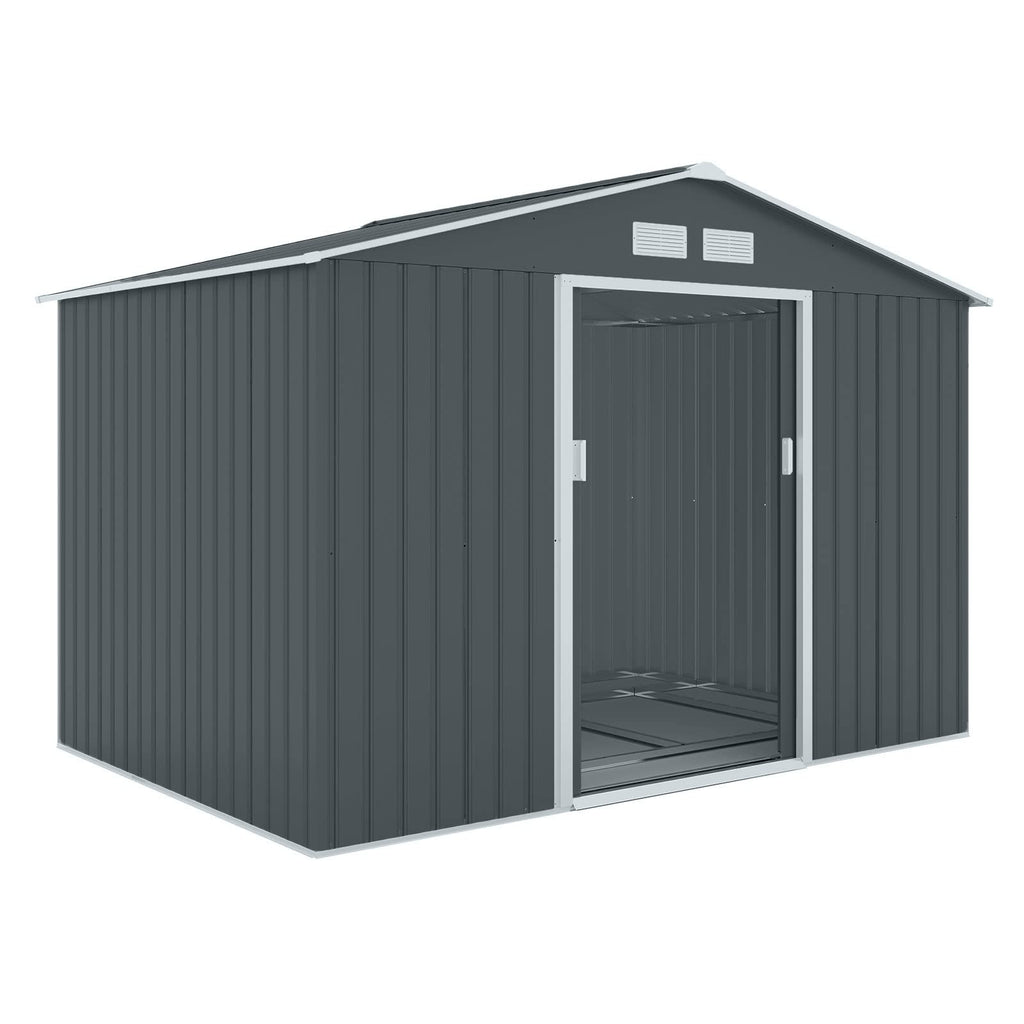 HATTORO S200 XXL Metall Gerätehaus 277x191x192cm Geräteschuppen Garten Schuppen Gartenhaus Satteldach (Anthrazit)