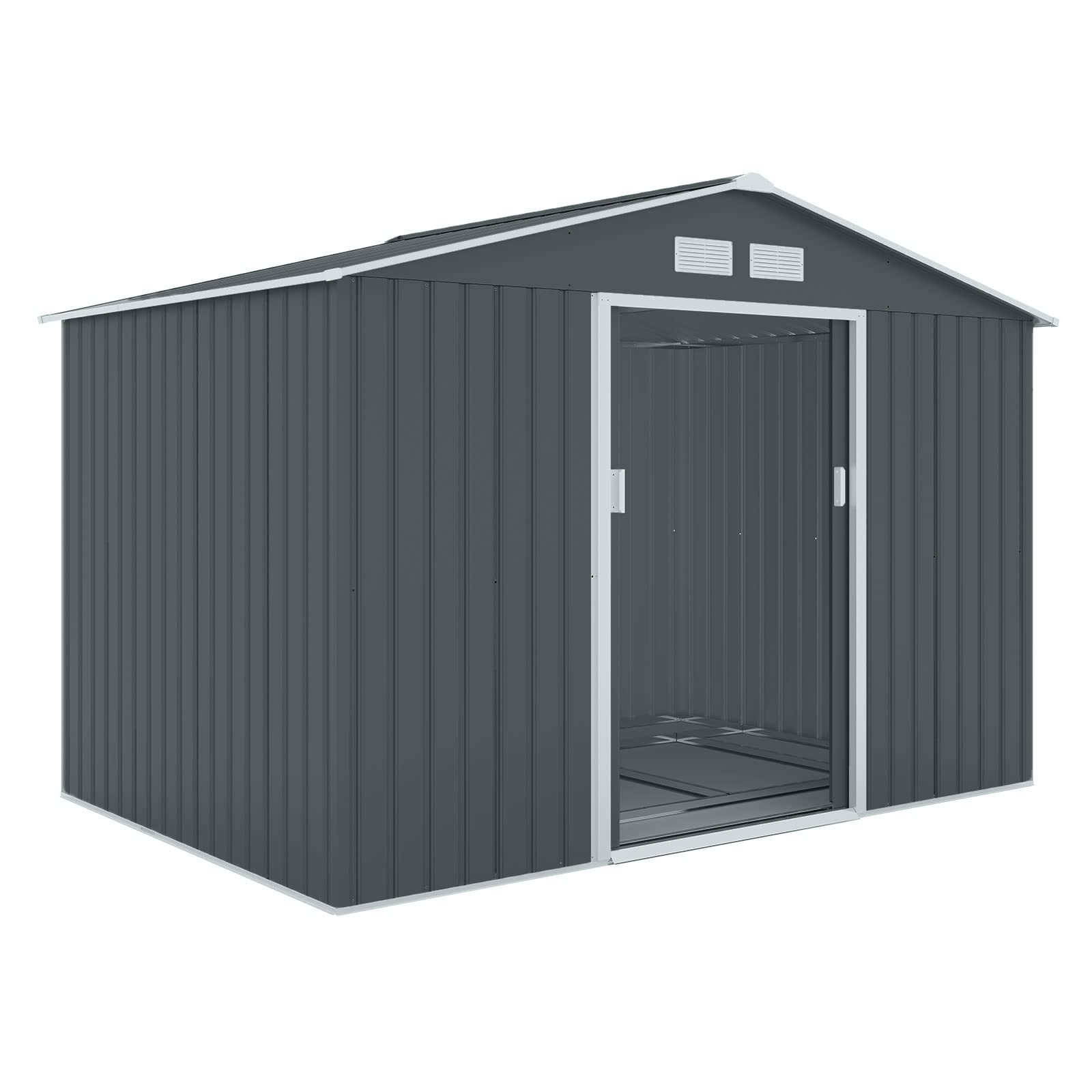 HATTORO S200 XXL Metall Gerätehaus 277x191x192cm Geräteschuppen Garten Schuppen Gartenhaus Satteldach (Anthrazit)
