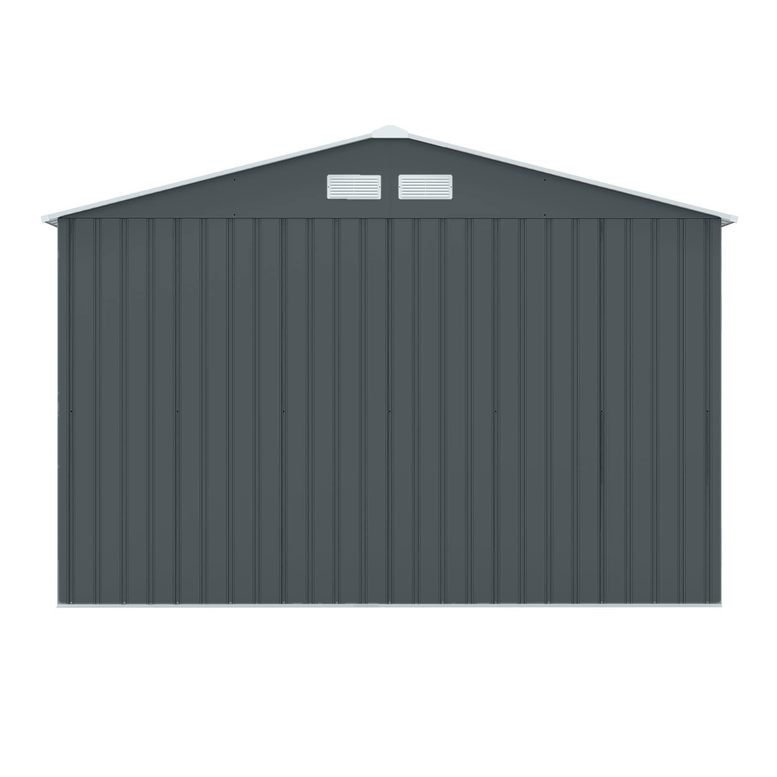 HATTORO S200 XXL Metall Gerätehaus 277x191x192cm Geräteschuppen Garten Schuppen Gartenhaus Satteldach (Anthrazit)