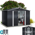 GARDEBRUK® XXL Metall Gerätehaus 5m² mit Fundament 260x205x180cm Schiebetür Metallic-Grau Geräteschuppen Gartenhaus 9m³