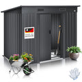 KESSER® - Gerätehaus L Metall 4 m³ mit Fundament | 194x112x181 cm | 2X Schiebetür & Fundament | Geräteschuppen | Gartenhaus Schrank | Pultdach Garten Schuppen, Ink. Arbeitshandschuhe, Anthrazit